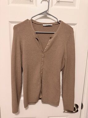Abercrombie & Fitch Taupe slim Ribbed Button-Front Cardigan